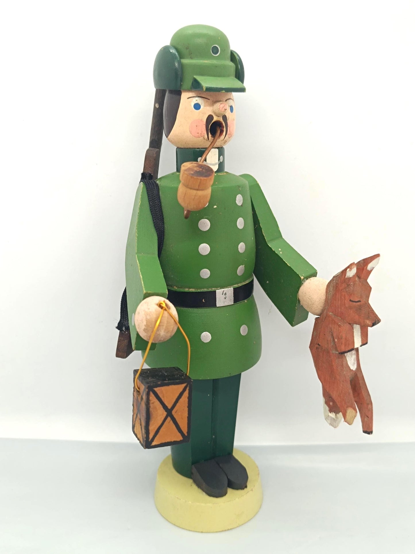 Vintage Wooden Smoker Raucher Hunter Seiffener Volkskunst 18 cm