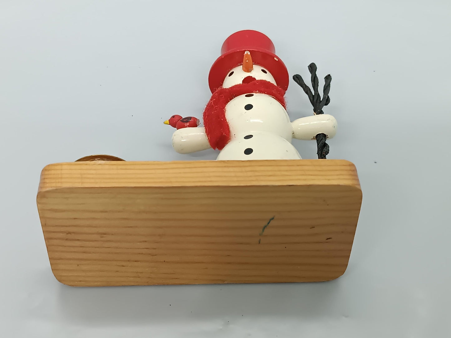 Vintage Wooden Smoker Raucher Snowman with candle holder