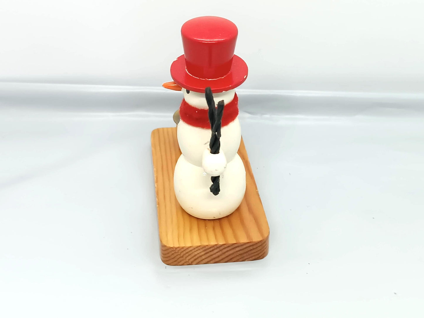 Vintage Wooden Smoker Raucher Snowman with candle holder