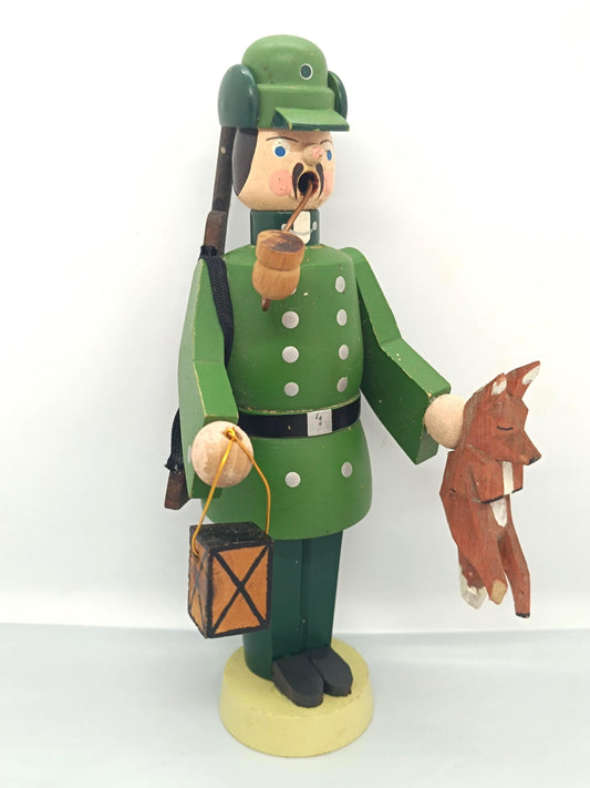 Vintage Wooden Smoker Raucher Hunter Seiffener Volkskunst 18 cm