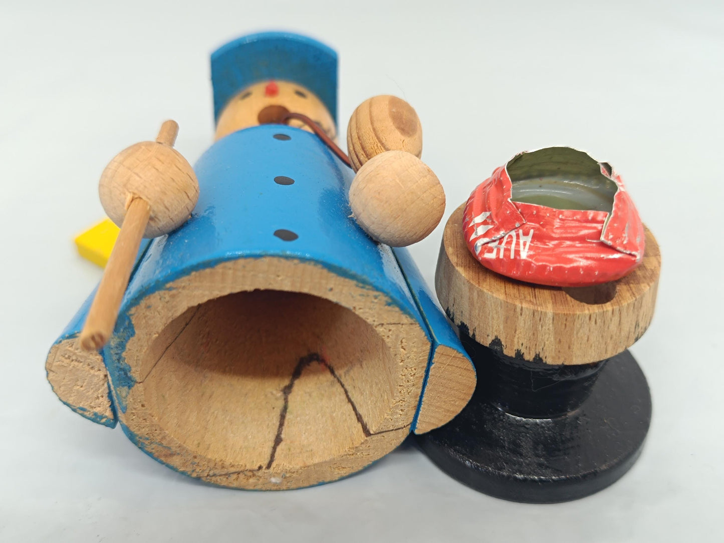 Vintage Wooden Blue Incense Smoker Raucher 12 cm