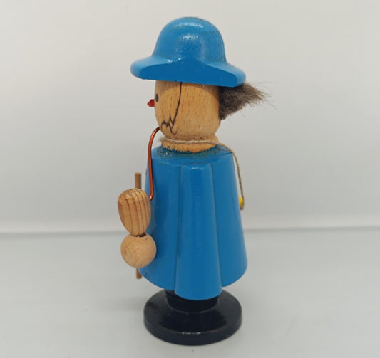 Vintage Wooden Blue Incense Smoker Raucher 12 cm