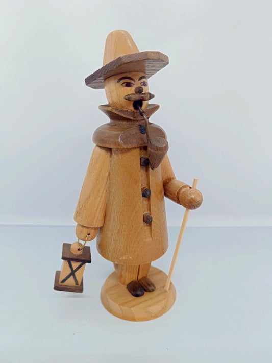 Vintage Natural Wooden Smoker Night Watchman Raucher 7"