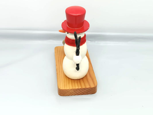 Vintage Wooden Smoker Raucher Snowman with candle holder
