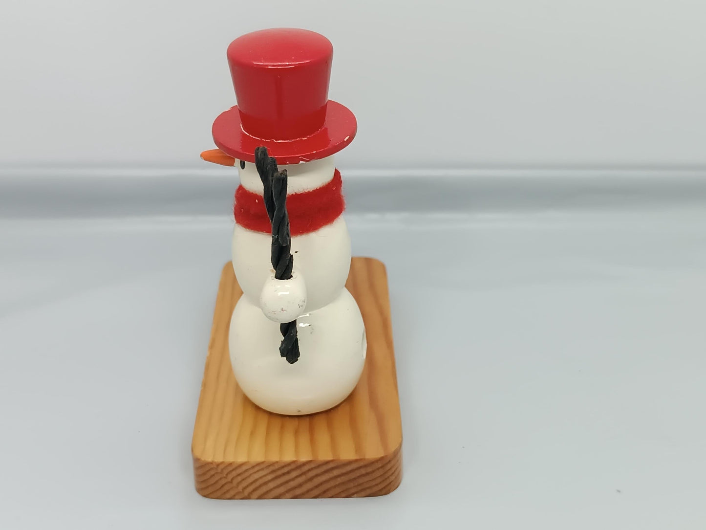 Vintage Wooden Smoker Raucher Snowman with candle holder